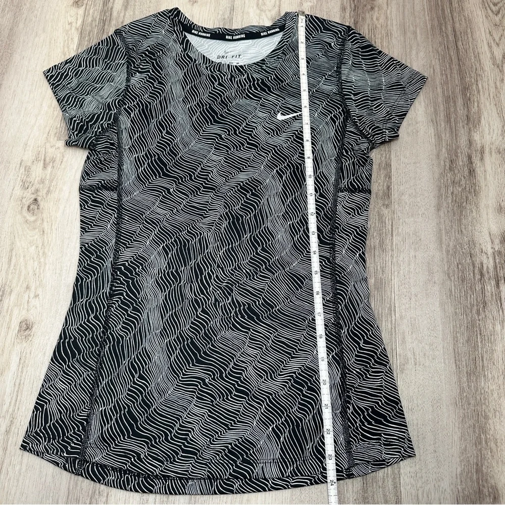 Nike Running Dri-Fit‎ Patterned Fitted T-Shirt Black/White Size XS